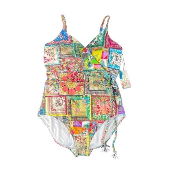 New Johnny Was Fleur Braided Wrap One Piece Swimsuit Floral Print Size 3X - Picture 2 of 7